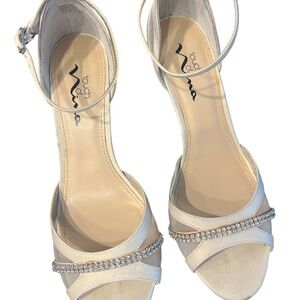 Touch of Nina Cream Bridal Shoes, Strappy with Rhinestones